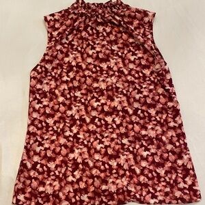 DONNA KARAN Mock Neck Abstract Floral Blouse 2